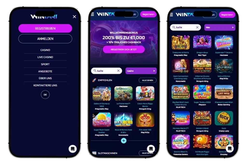 Wintari Casino Mobile Version